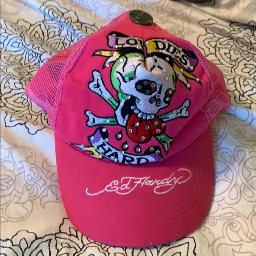 Ed Hardy pink Trucker Hat